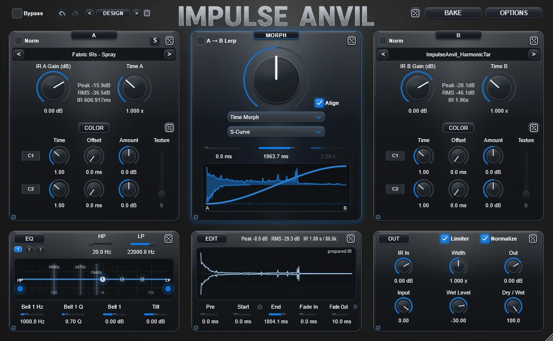 Impulse Anvil impulse-response design workstation interface