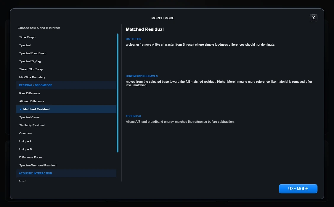 Impulse Anvil Morph Mode browser